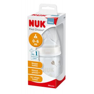 NUK玻璃奶瓶 带宽口径硅胶奶嘴 120ml